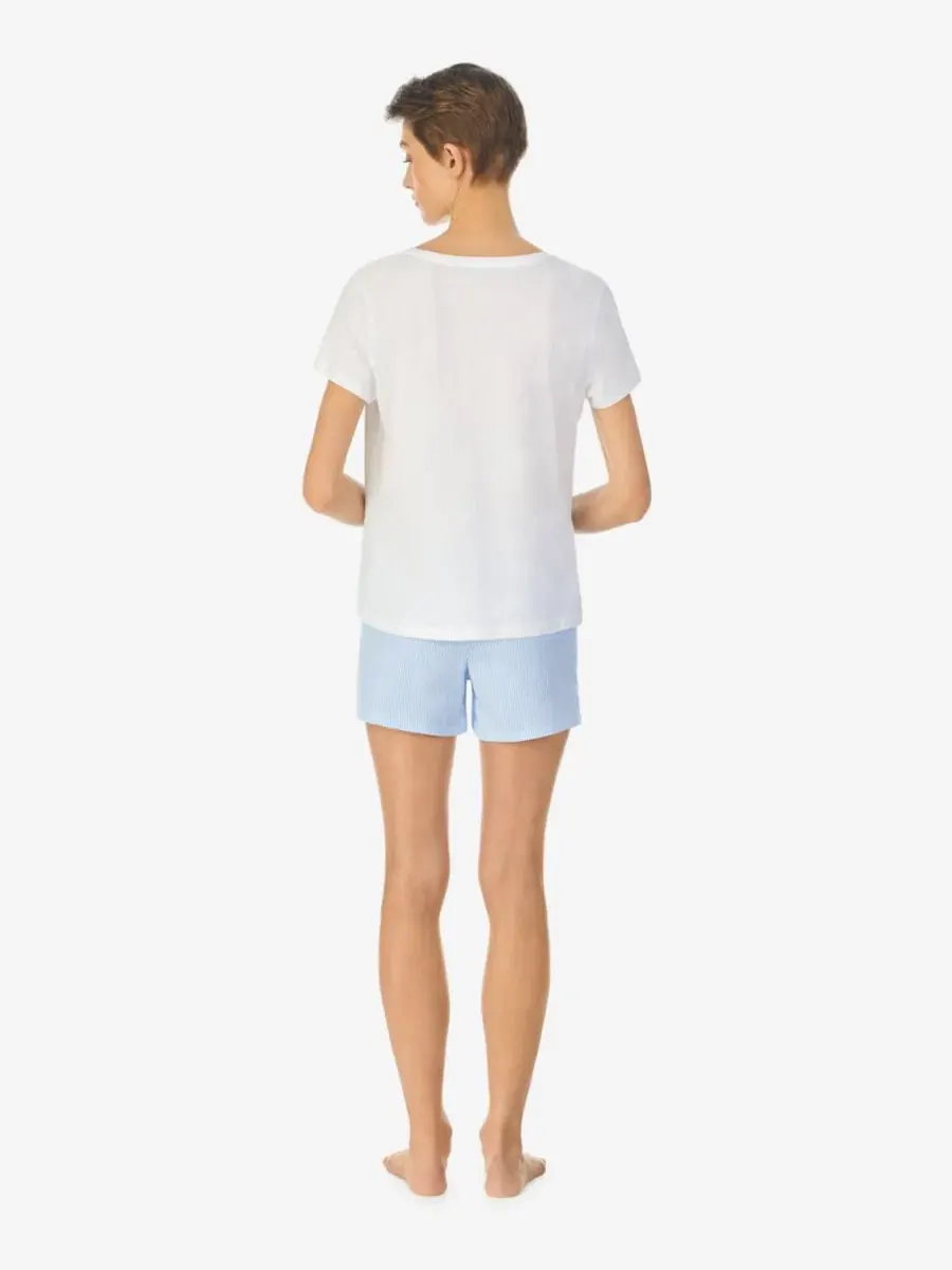 Шорты-боксеры с принтом Classic Striped Boxer Pajama Short Lauren Ralph Lauren — изображение 3 из 3, синий белый