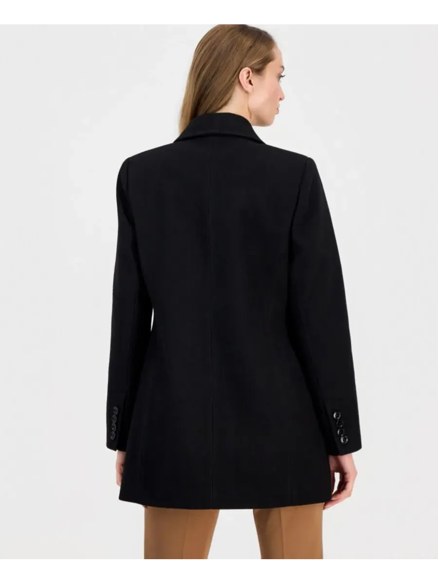 Пальто двубортное с пикающим швом Anne Klein — изображение 2 из 3, черный