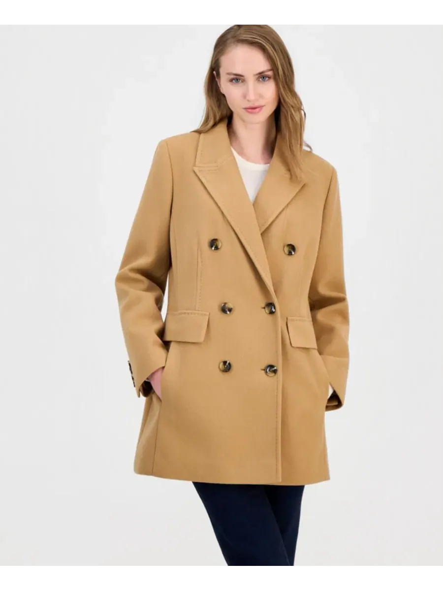 Женское пальто-пиджачок двубортное Anne Klein — изображение 1 из 5, верблюжий