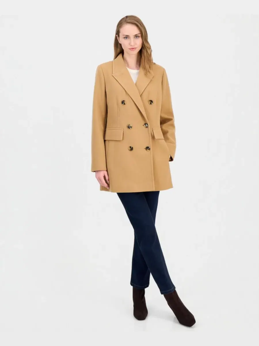 Женское пальто-пиджачок двубортное Anne Klein — изображение 2 из 5, верблюжий