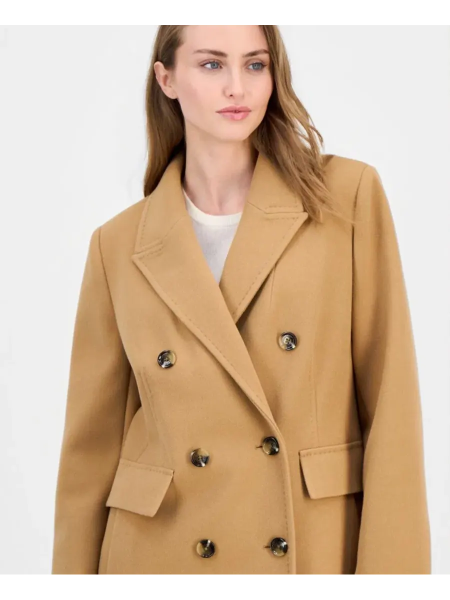 Женское пальто-пиджачок двубортное Anne Klein — изображение 3 из 5, верблюжий