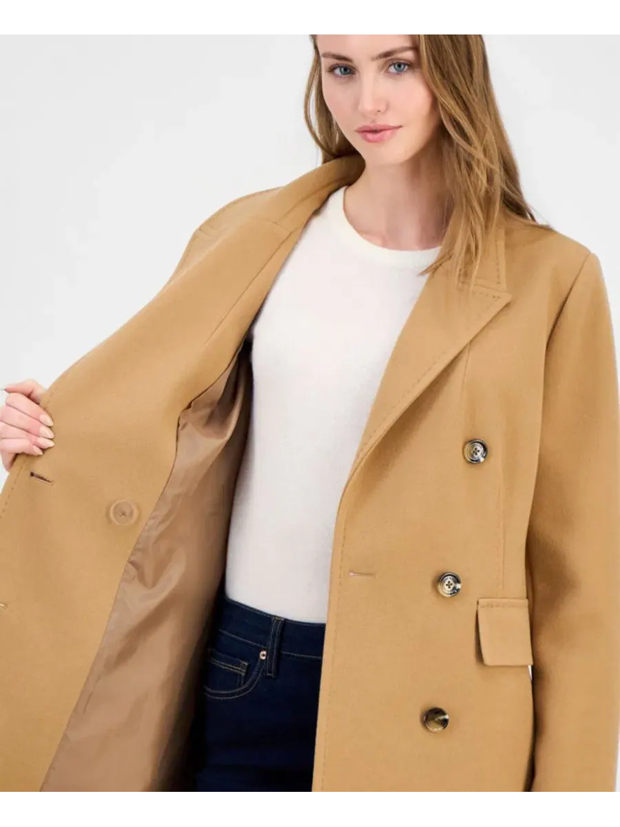Женское пальто-пиджачок двубортное Anne Klein — изображение 4 из 5, верблюжий