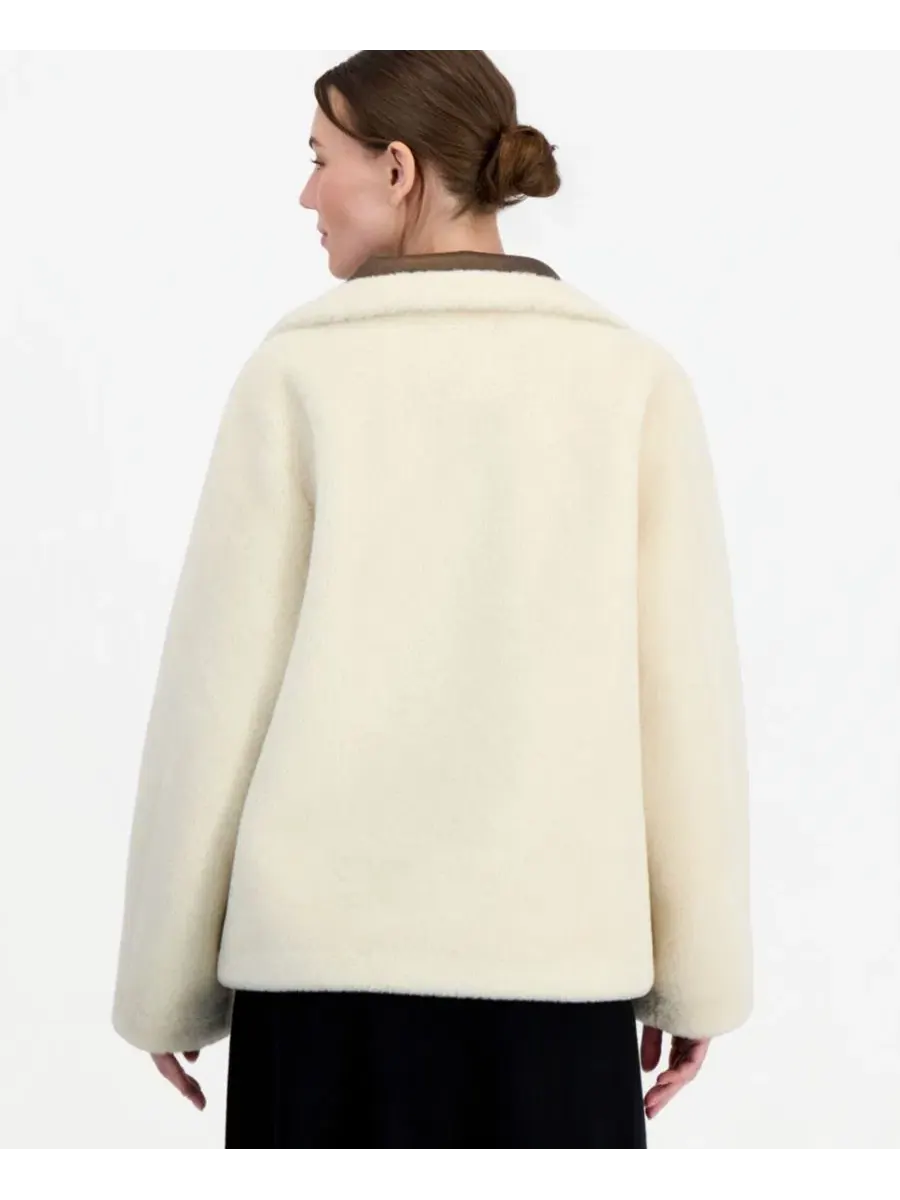 Женская куртка из искусственного меха с воротником-хомутом Calvin Klein — изображение 3 из 3, тофу