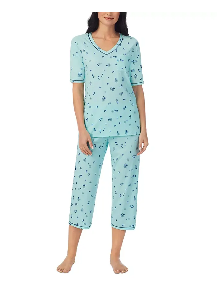 Пижамный комплект с принтом: топ с рукавами 3/4 и капри Cuddl Duds — мульти