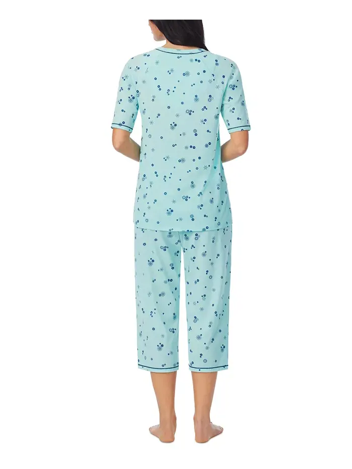 Пижамный комплект с принтом: топ с рукавами 3/4 и капри Cuddl Duds — изображение 2 из 3, мульти