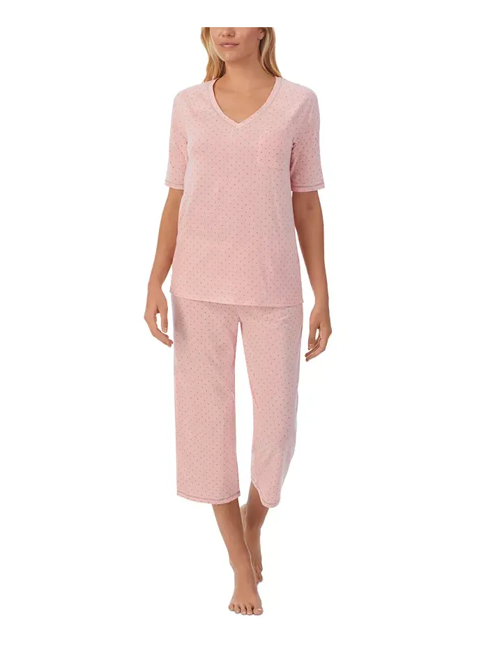 Пижамный комплект с принтом: топ с рукавами 3/4 и капри Cuddl Duds — изображение 1 из 5, мульти