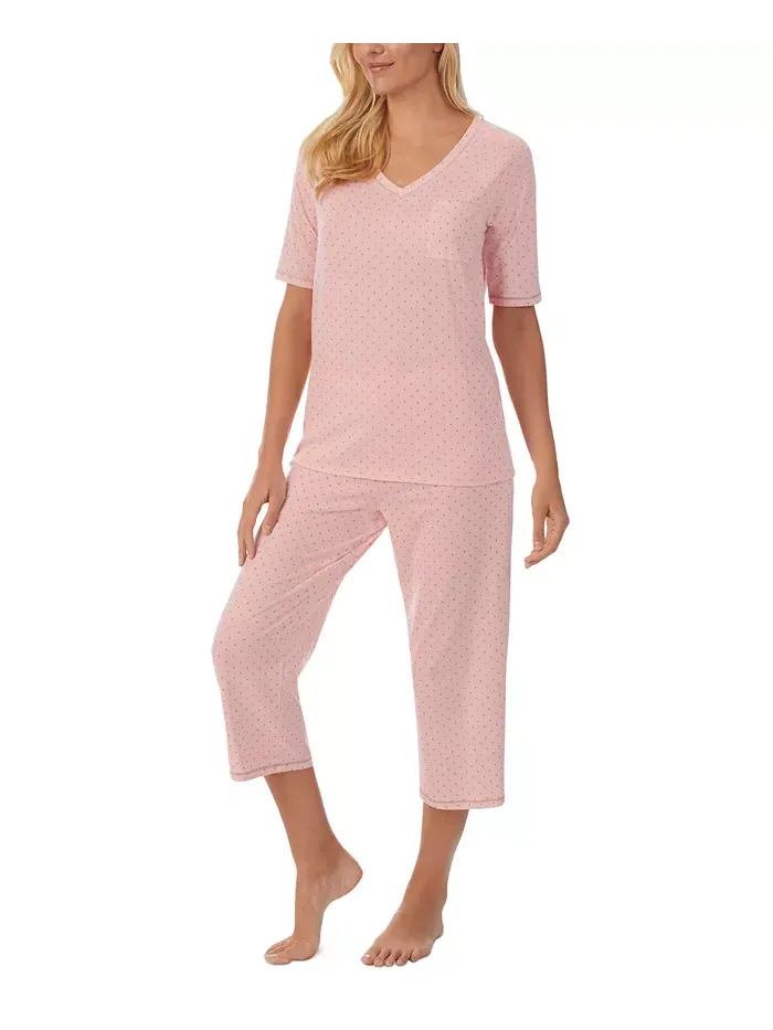Пижамный комплект с принтом: топ с рукавами 3/4 и капри Cuddl Duds — изображение 3 из 5, мульти