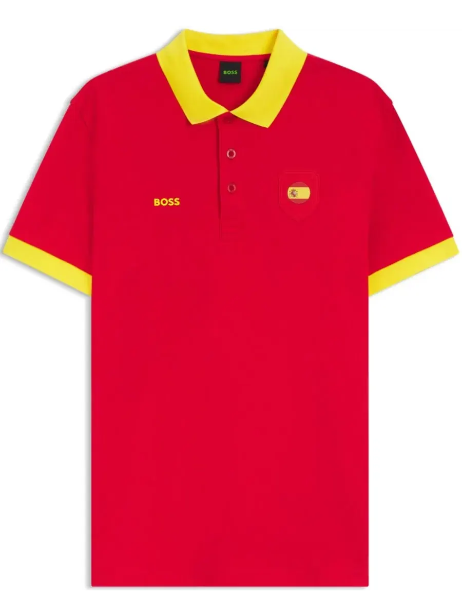 Мужская рубашка поло с отделкой в виде флага Испании (Paddy Spain Country Flag Trim) Boss By Hugo — изображение 5 из 5