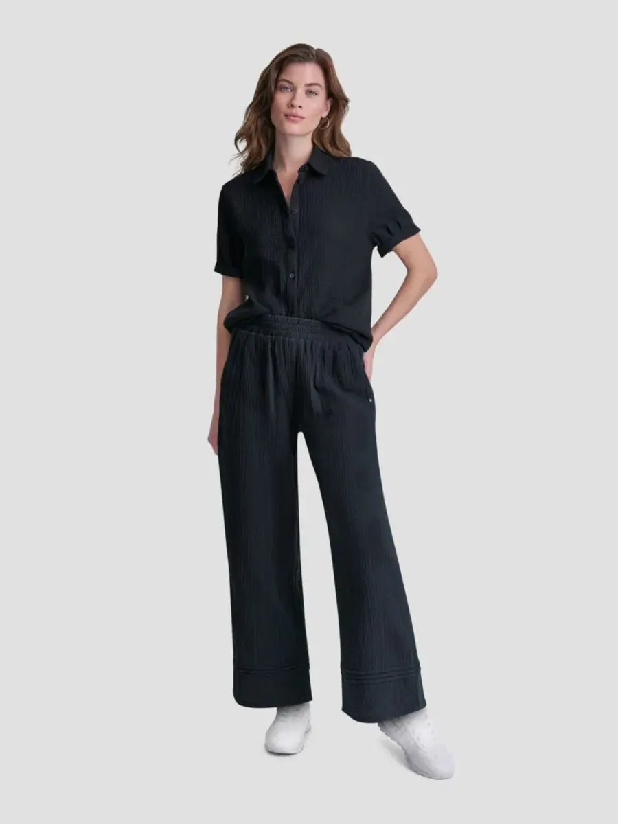 Укороченные брюки прямого кроя из марли, надеваемые через голову Dkny Jeans — изображение 2 из 5, черный