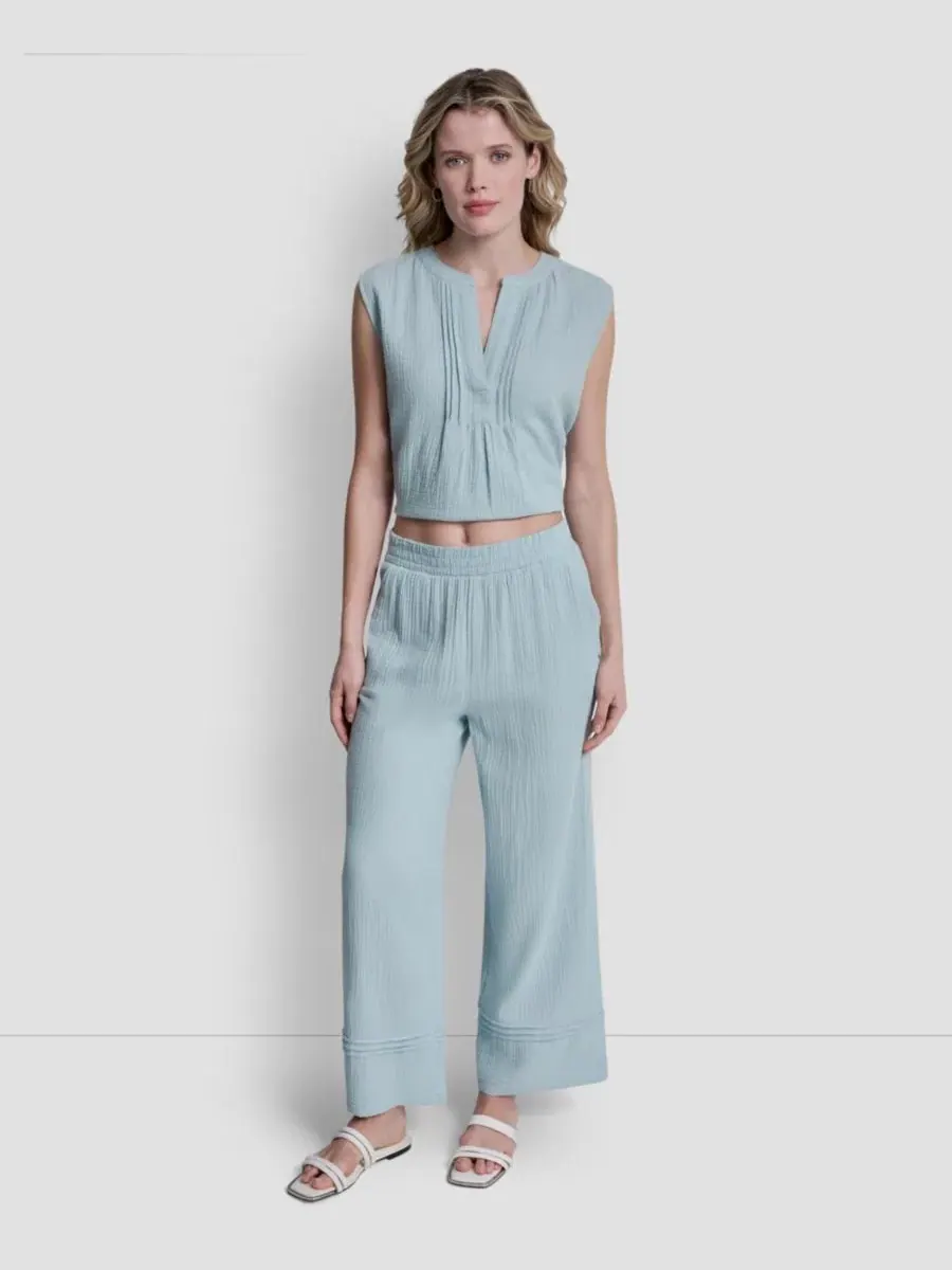 Укороченные брюки прямого кроя из марли, надеваемые через голову Dkny Jeans — изображение 2 из 13, минеральный