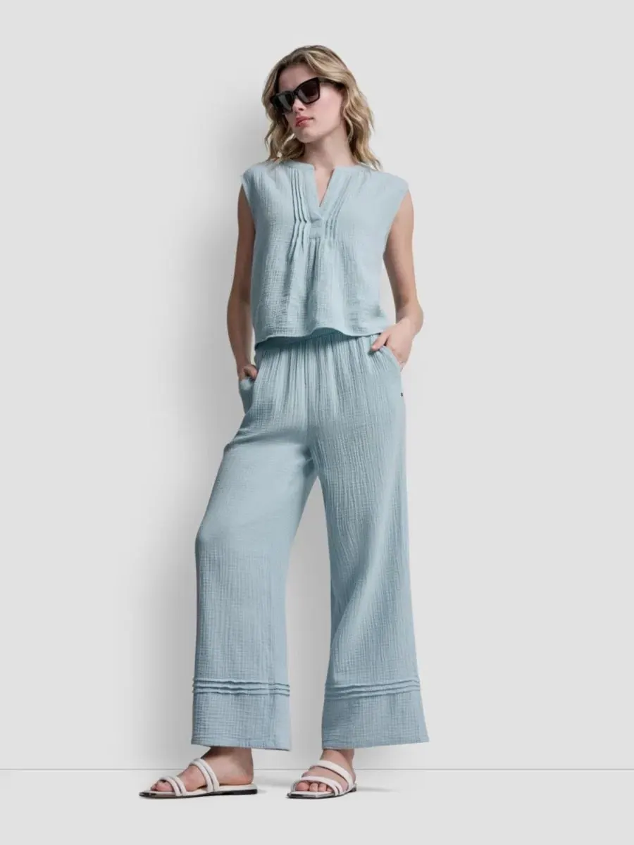 Укороченные брюки прямого кроя из марли, надеваемые через голову Dkny Jeans — изображение 6 из 13, минеральный