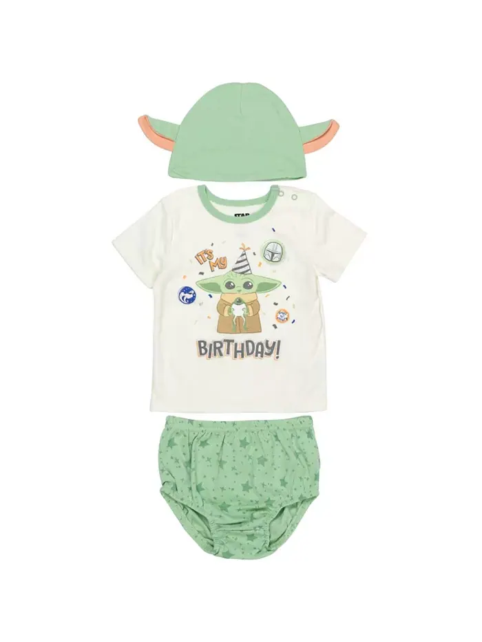 Комплект одежды для мальчиков Baby Boys из 3 предметов: толстовка Yoda Pullover, трусики-подгузники — белый