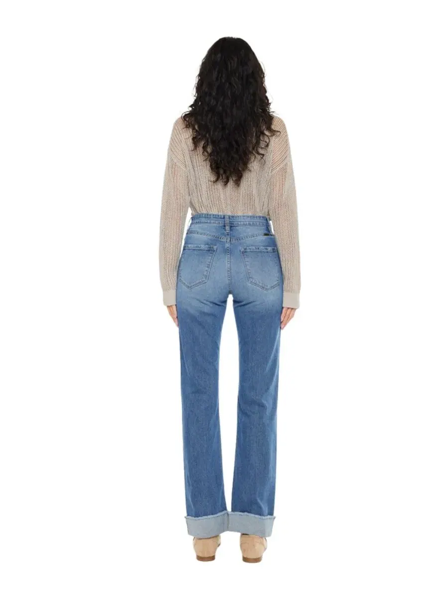 Джинсы прямого кроя с высокой посадкой Trini High-Rise Straight-Leg KanCan Essential — изображение 2 из 8, средняя отмывка