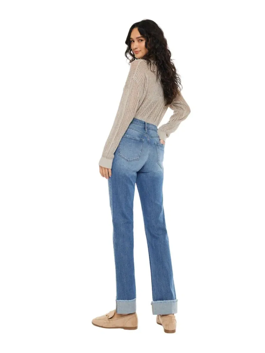 Джинсы прямого кроя с высокой посадкой Trini High-Rise Straight-Leg KanCan Essential — изображение 5 из 8, средняя отмывка