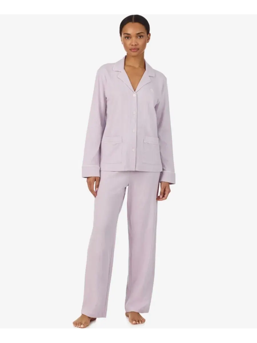 Комплект пижамы с воротником-шалью и брюками миди-слим Lauren Ralph Lauren, Lavender Print