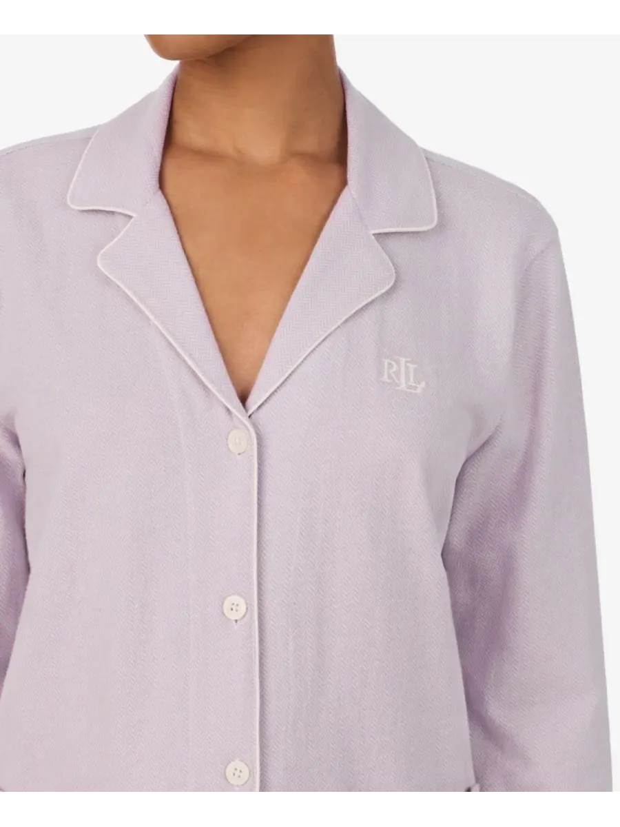 Комплект пижамы с воротником-шалью и брюками миди-слим Lauren Ralph Lauren, Lavender Print — изображение 2 из 3