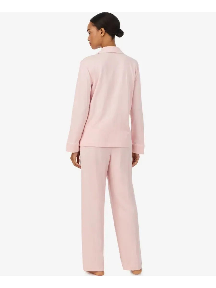 Комплект пижамы с воротником-шалью и брюками, модель Notch Collar and Mid-Rise Pant Set Lauren — изображение 2 из 3, розовый