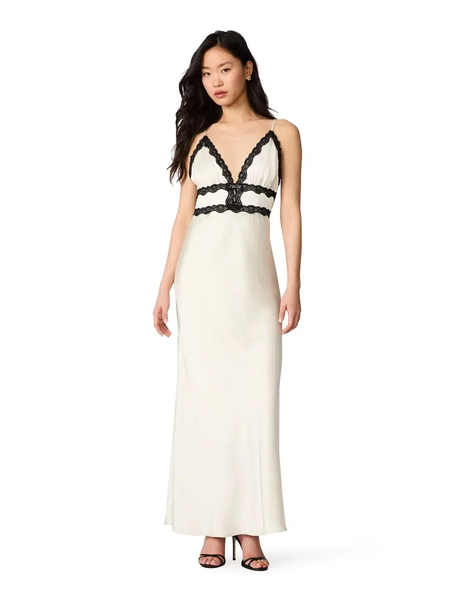 Платье-макси с кружевной отделкой V-Neck Midi Dress Steve Madden