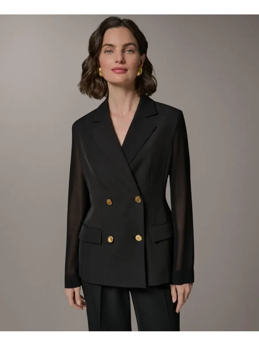 Женский двубортный блейзер с длинным рукавом Donna Karan New York
