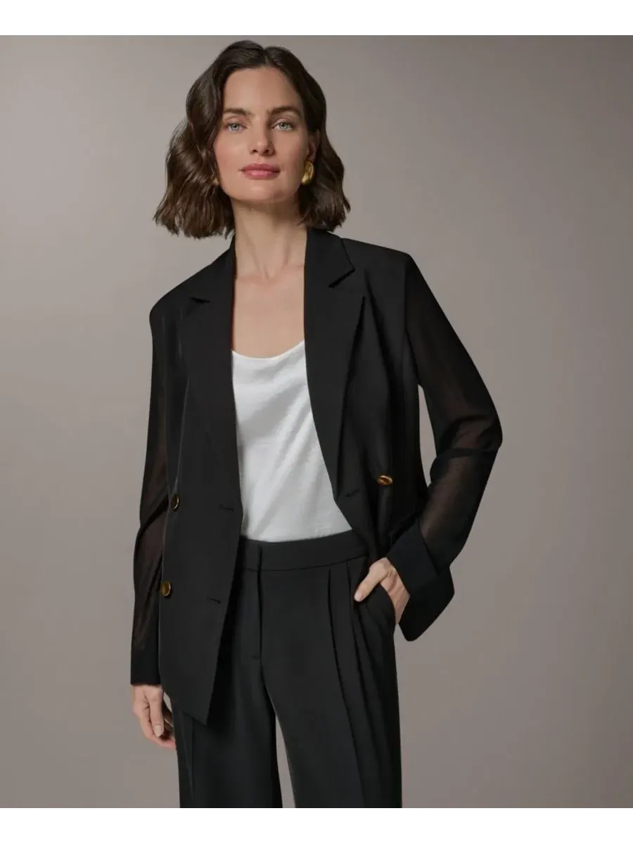 Женский двубортный блейзер с длинным рукавом Donna Karan New York — изображение 2 из 10, черный