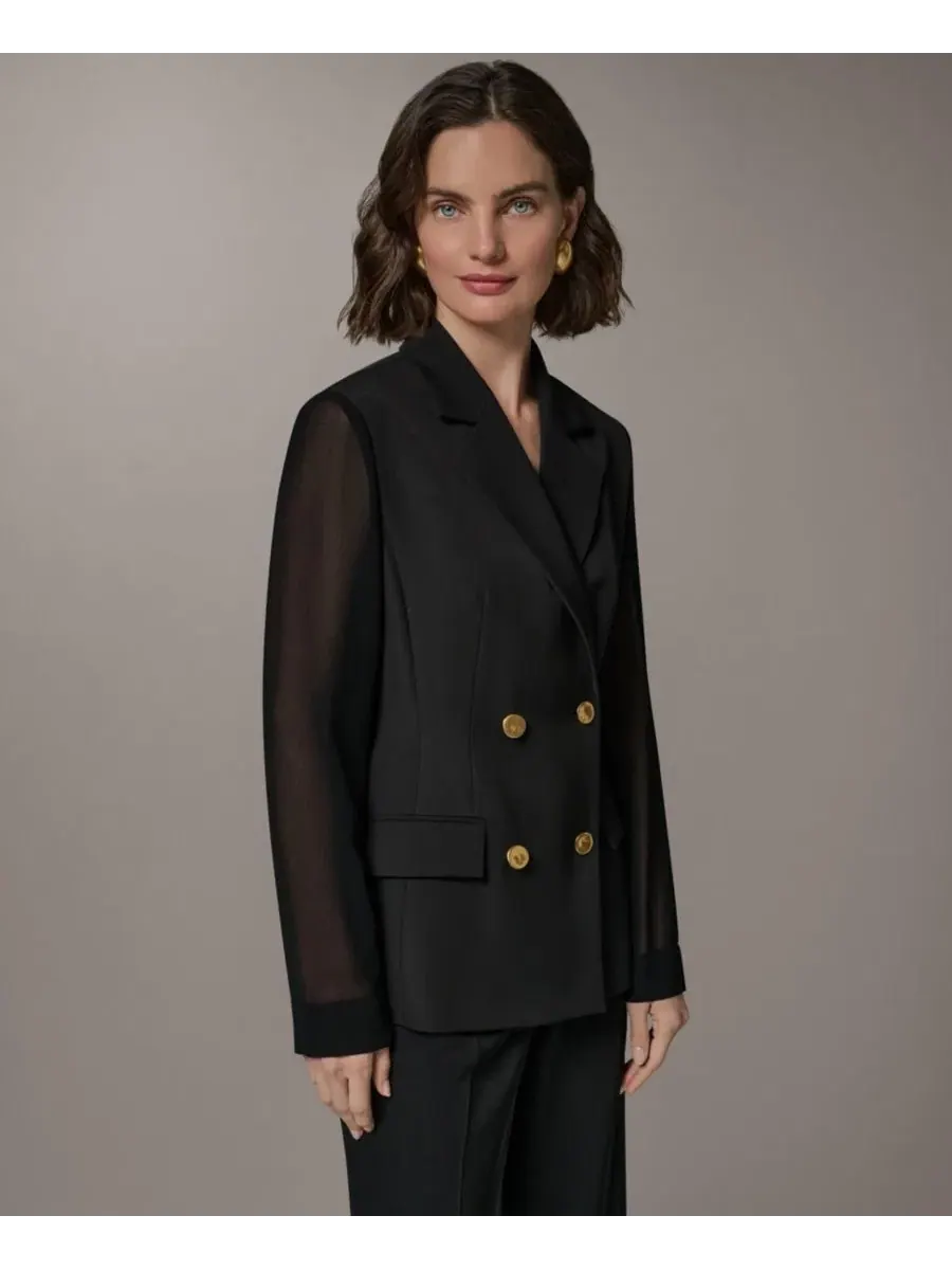 Женский двубортный блейзер с длинным рукавом Donna Karan New York — изображение 3 из 10, черный