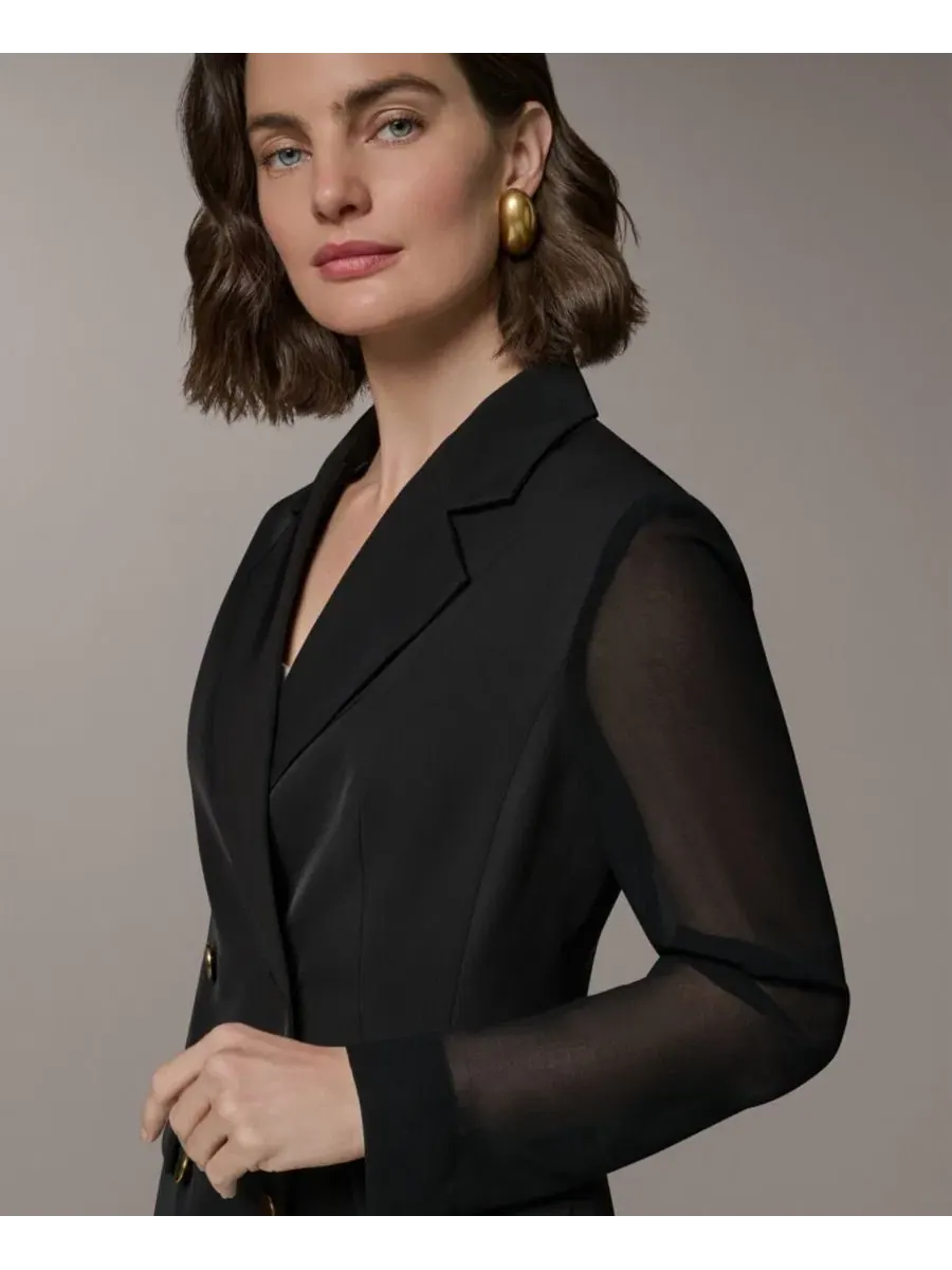 Женский двубортный блейзер с длинным рукавом Donna Karan New York — изображение 4 из 10, черный