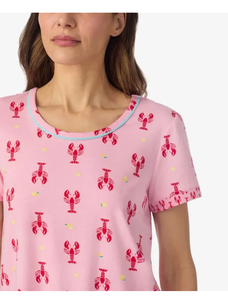 Комплект пижамы из 2 предметов: топ с коротким рукавом и укороченные брюки Cuddl Duds — изображение 3 из 5, розовый