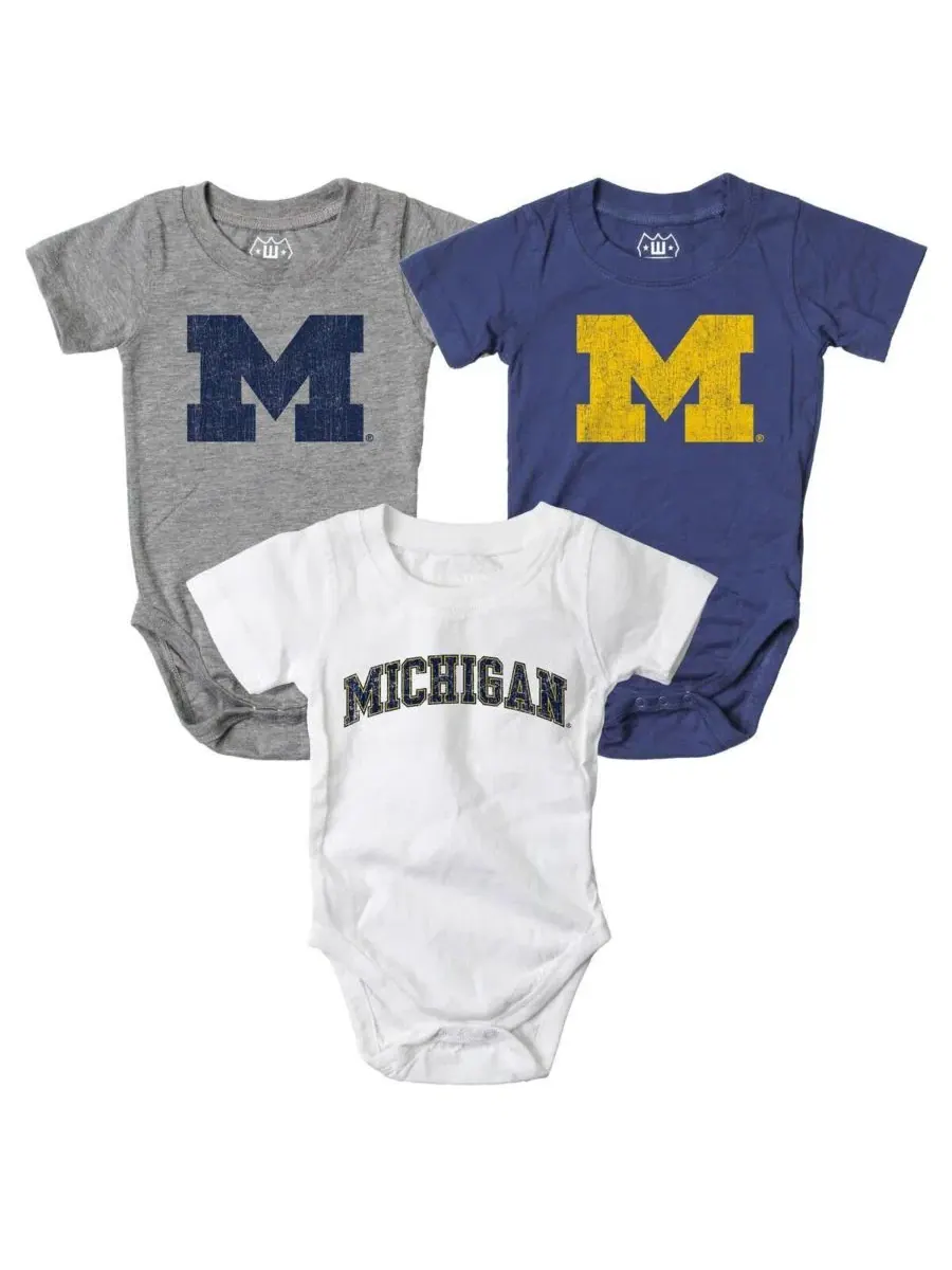 Комплект боди с принтом Michigan Wolverines Wes & Willy — серый