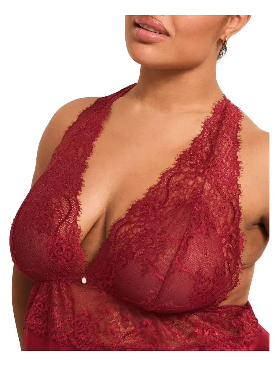 Комбинация Galilea Women's Plus-Size Slip Adore Me — изображение 2 из 6, темный красный