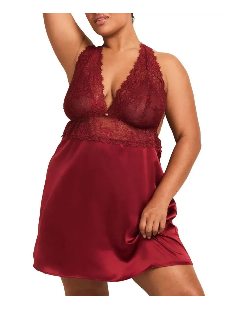 Комбинация Galilea Women's Plus-Size Slip Adore Me — изображение 3 из 6, темный красный