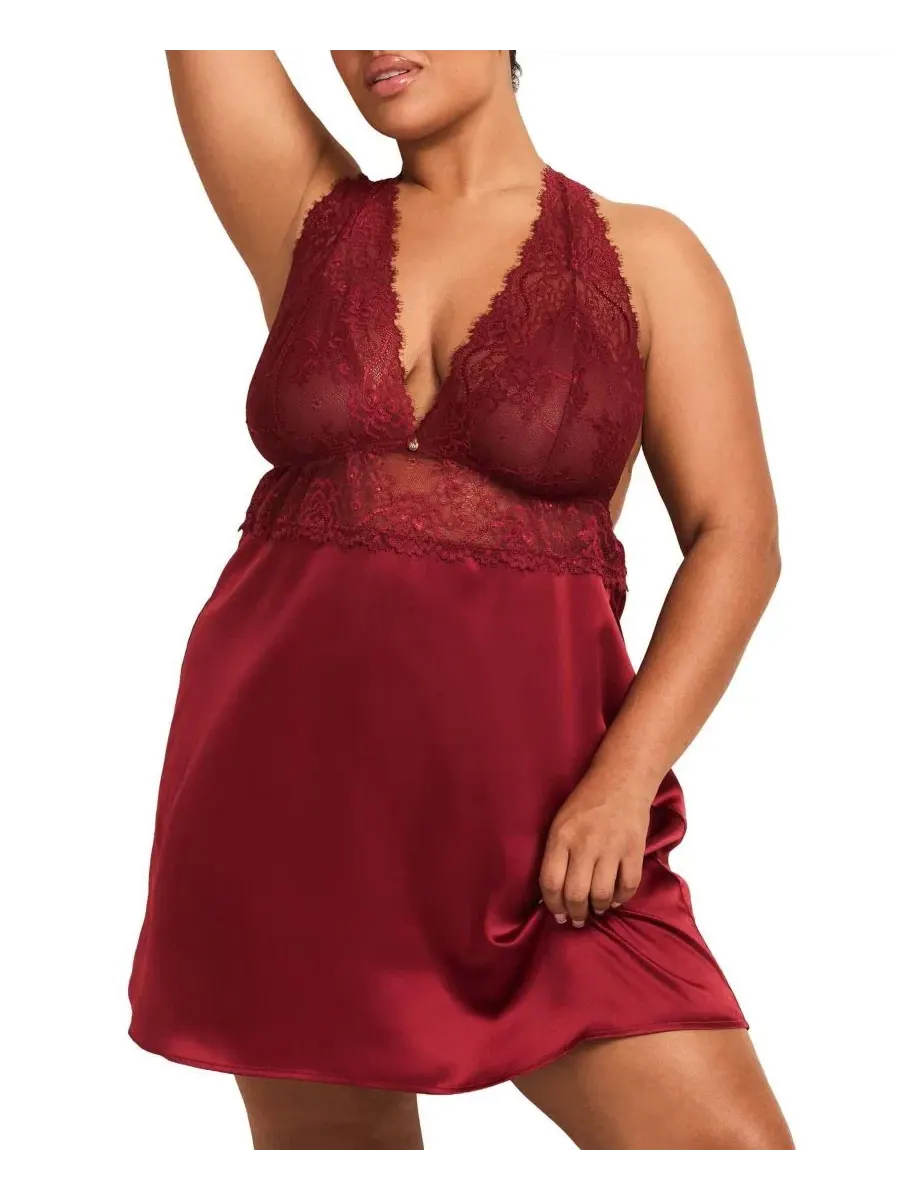Комбинация Galilea Women's Plus-Size Slip Adore Me — изображение 4 из 6, темный красный