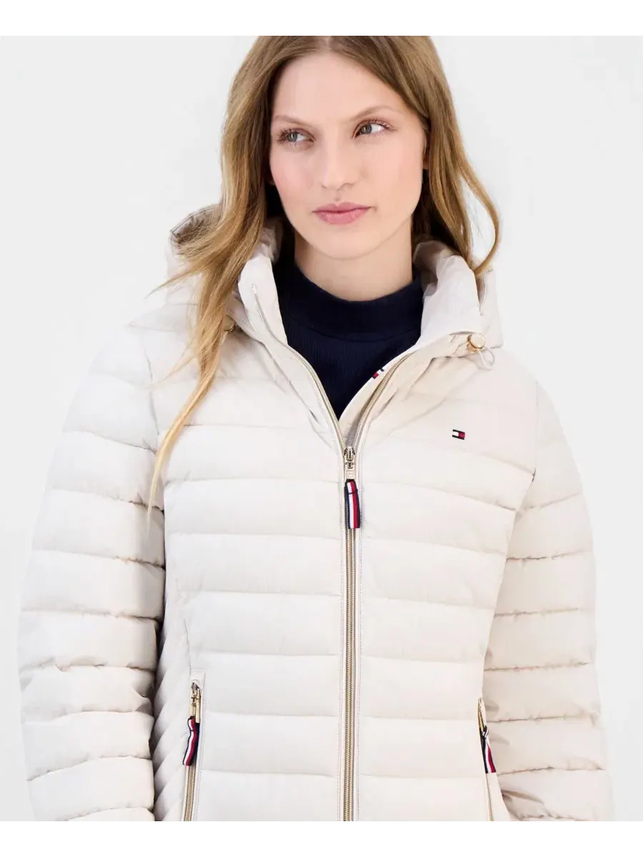Пуховик капюшоном Tommy Hilfiger — изображение 2 из 3, белый песочный