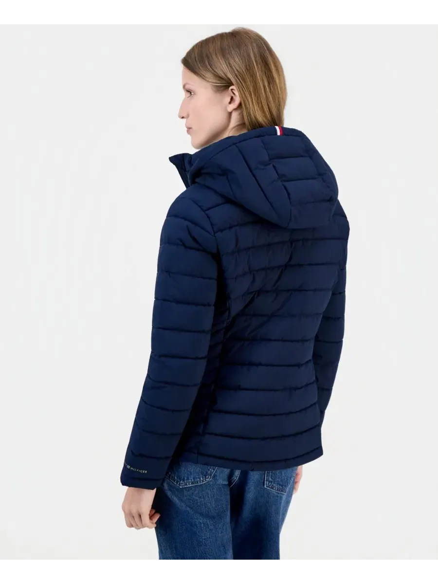 Женское пуховое пальто с капюшоном, модель Packable Puffer Coat Tommy Hilfiger — изображение 2 из 3, темно-синий