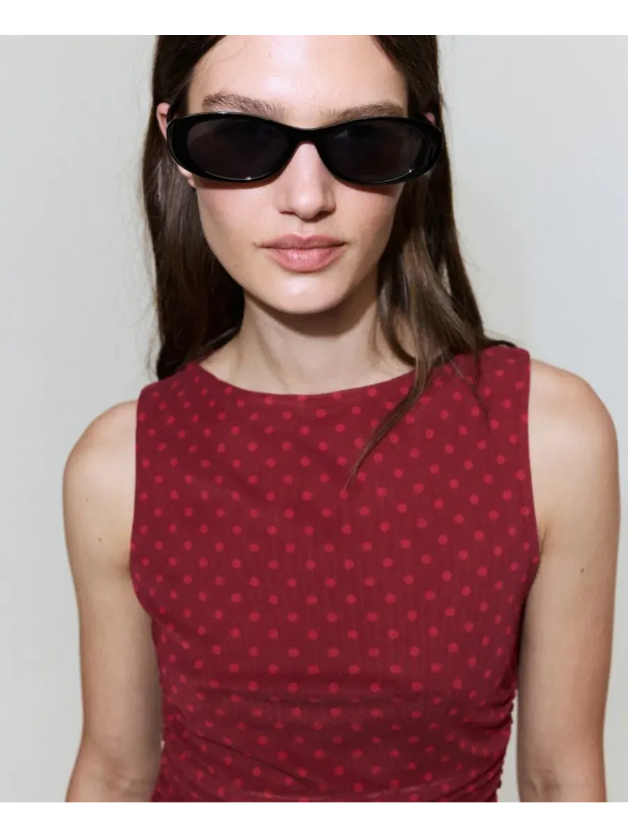 Платье с принтом Polka Dot Tulle MANGO — изображение 4 из 6, красный