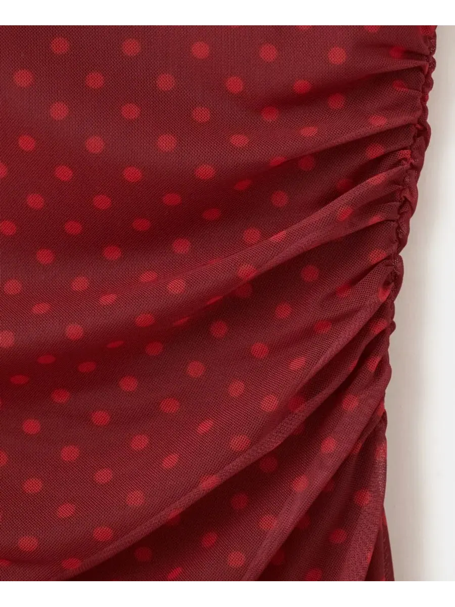 Платье с принтом Polka Dot Tulle MANGO — изображение 6 из 6, красный