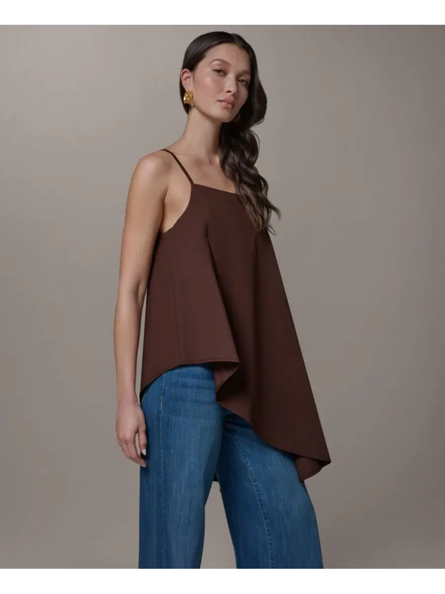 Блуза-ками сорочка с асимметричным низом, без рукавов Donna Karan Weekend — изображение 2 из 6, каньонный