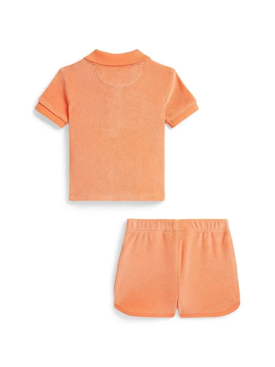 Комплект из поло и шорт для малышей Terry Polo Shirt and Shorts Polo Ralph Lauren — изображение 2 из 3, мак