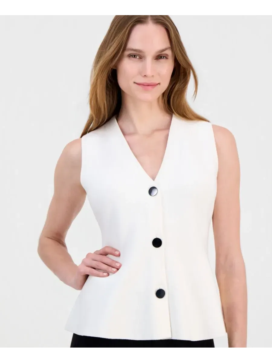 Жилет с пеплумом без рукавов Anne Klein — изображение 2 из 3, белый