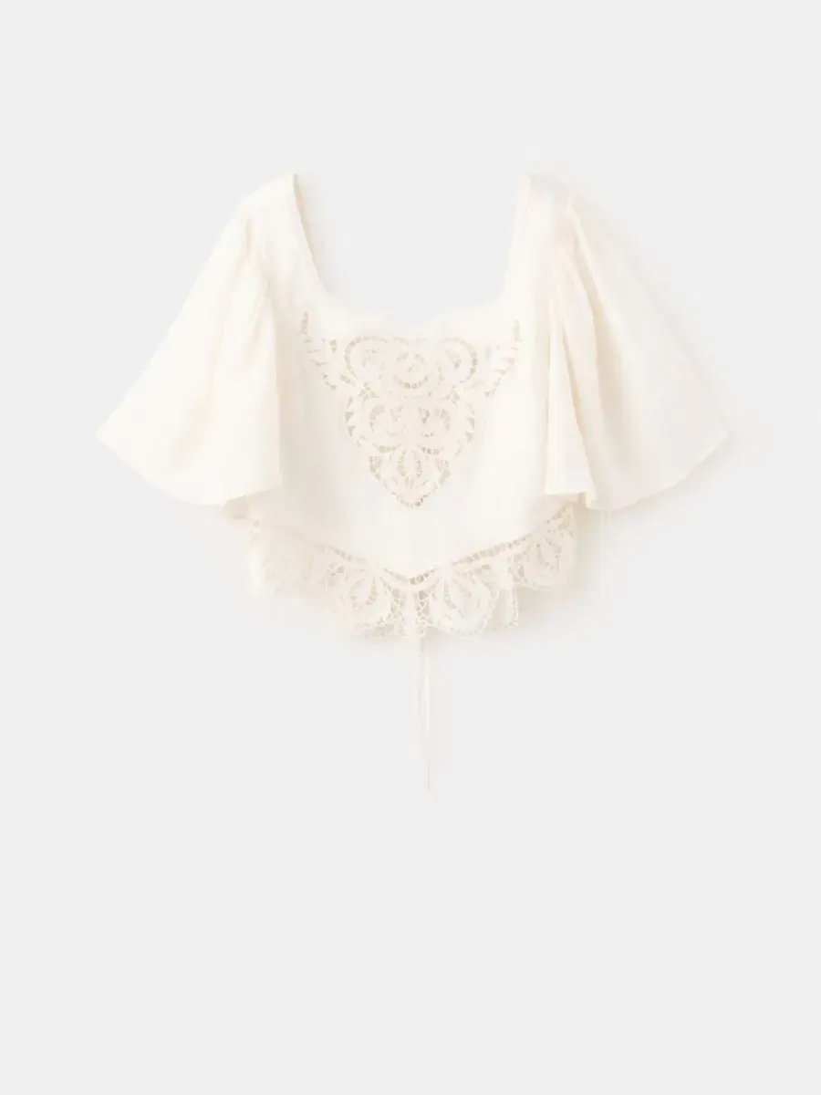 Блуза-кроп с вышивкой Broderie Anglaise MANGO