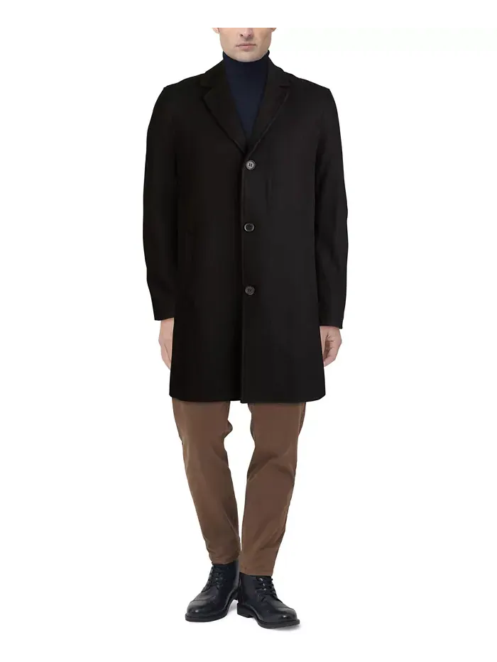 Мужское пальто классического кроя Melton Cole Haan — изображение 1 из 2, черный