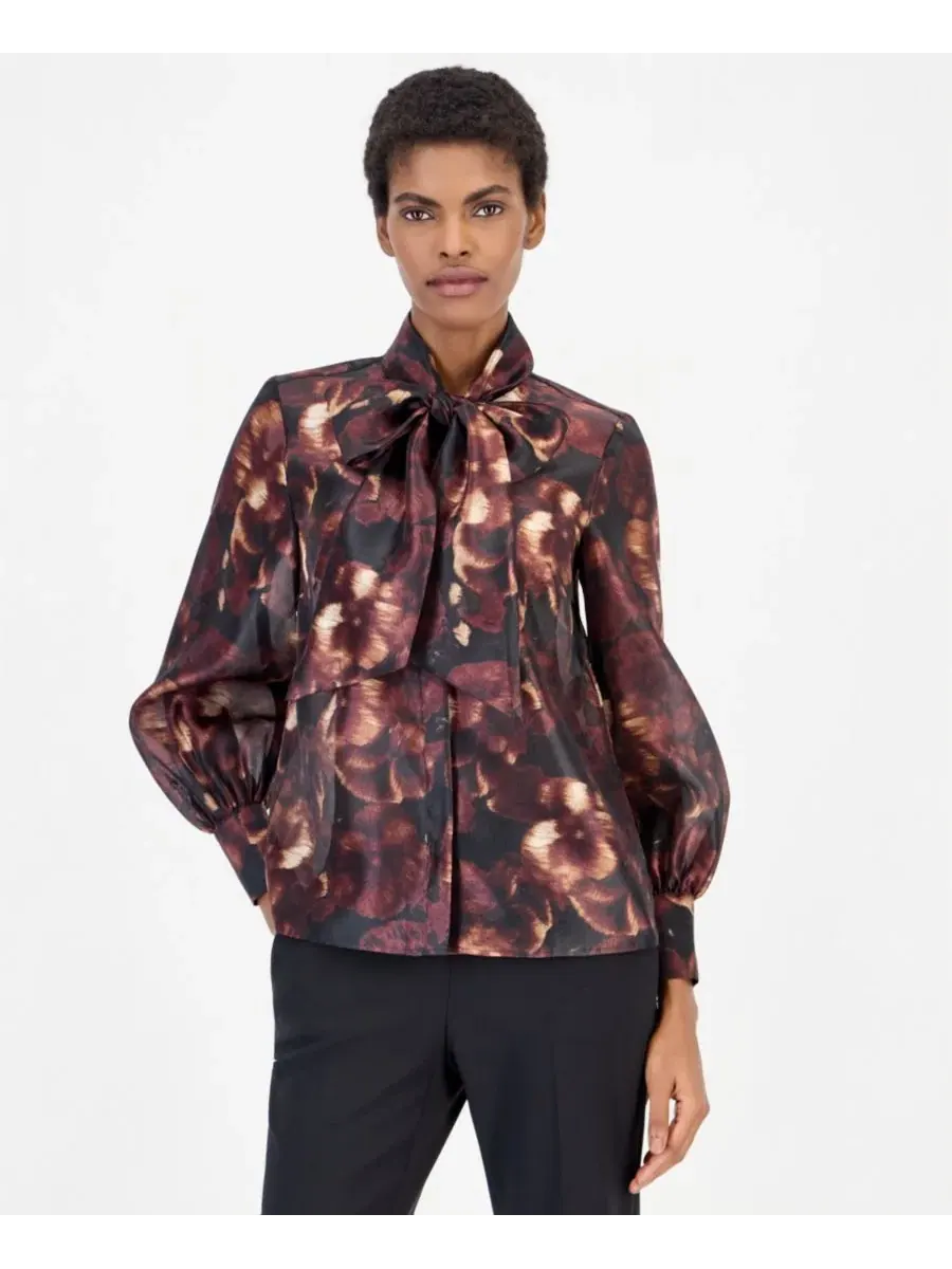 Блузка с бантом, с длинным рукавом Anne Klein