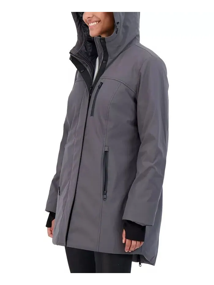Женское тяжелое пальто Softshell Sebby Collection — изображение 3 из 3, серый
