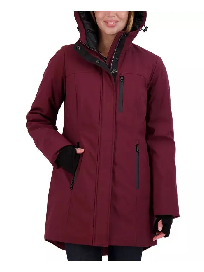Женское тяжелое пальто Softshell Sebby Collection — изображение 3 из 3, бордовый