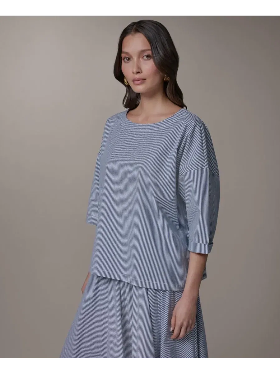 Блуза Donna Karan Weekend с полоской — изображение 3 из 9, кремовый