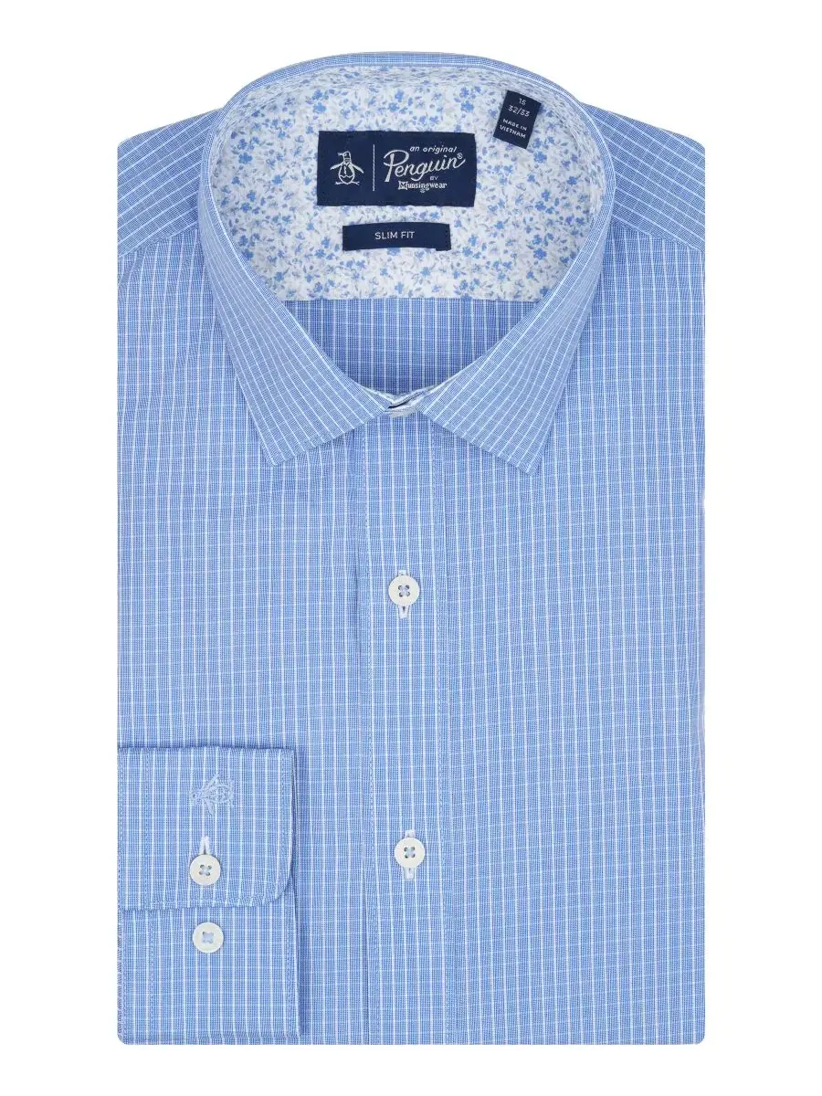 Рубашка с принтом в клетку Slim Fit Original Penguin — синий