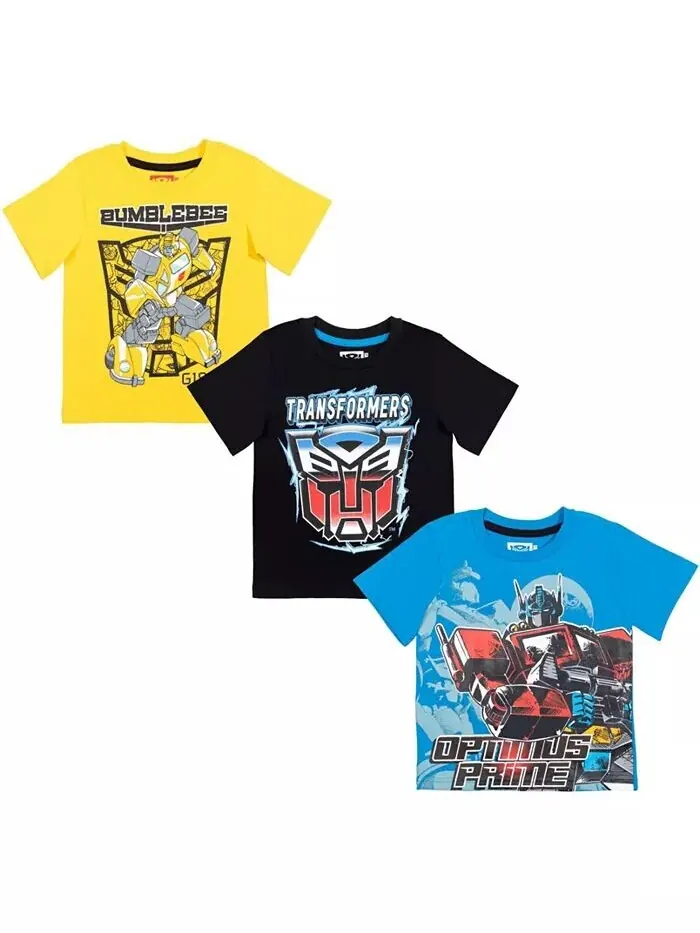 Комплект из 3 футболок для мальчиков Bumblebee Optimus Prime Transformers — черный