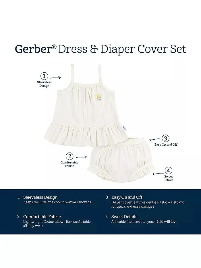 Комплект из 2 предметов: платье и подгузник для девочки Gerber — изображение 7 из 7, полоса