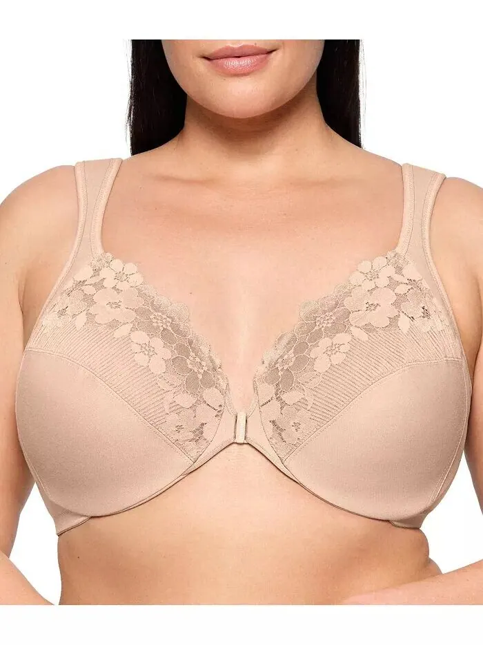 Бюстгальтер на косточках Cotton Wonder размера Plus с застежкой спереди #1241 Glamorise