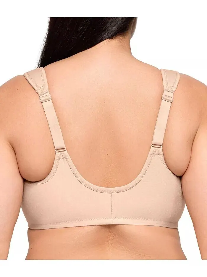 Бюстгальтер на косточках Cotton Wonder размера Plus с застежкой спереди #1241 Glamorise — изображение 2 из 5, кофе