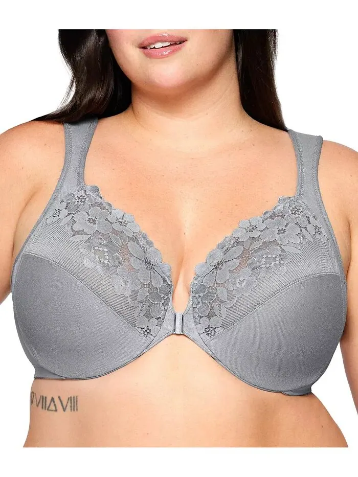 Бюстгальтер на косточках Cotton Wonder размера Plus с застежкой спереди #1241 Glamorise